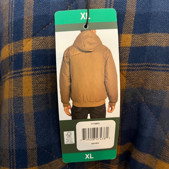 Woolrich Men's Cotton Canvas Flannel Lined Hooded Jacket - Brown Size XXL - Picture 6 of 12